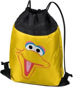 LOGOVISION Sesame Street Big Bird Face Drawstring Backpack Sports Bag Sackpack 17" x 13", Perfect for Gym, Yoga or Practice