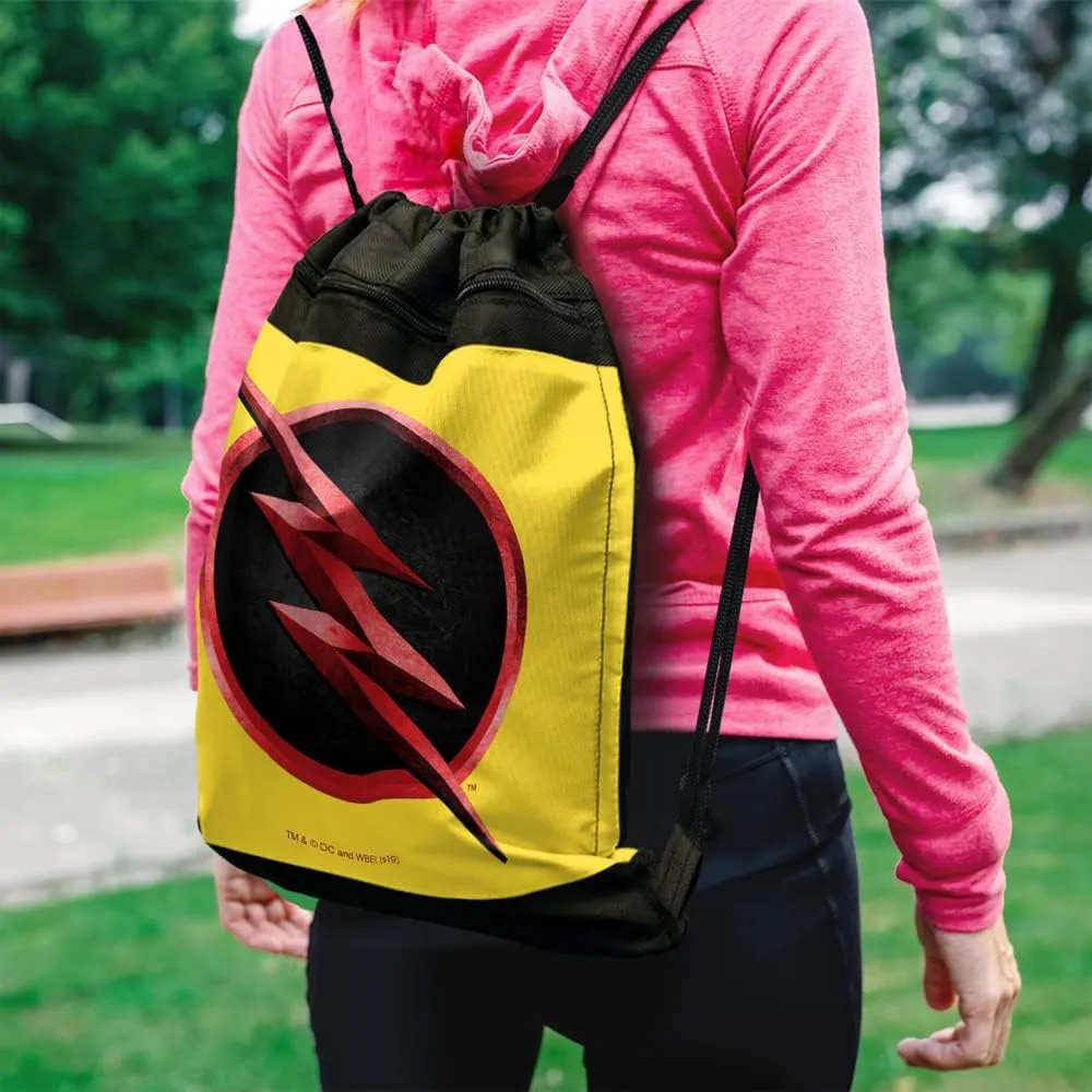 LOGOVISION The Flash TV Series Reverse Flash Logo Drawstring Backpack Sports Bag Sackpack 17" x 13", Perfect for Gym, Yoga or Practice
