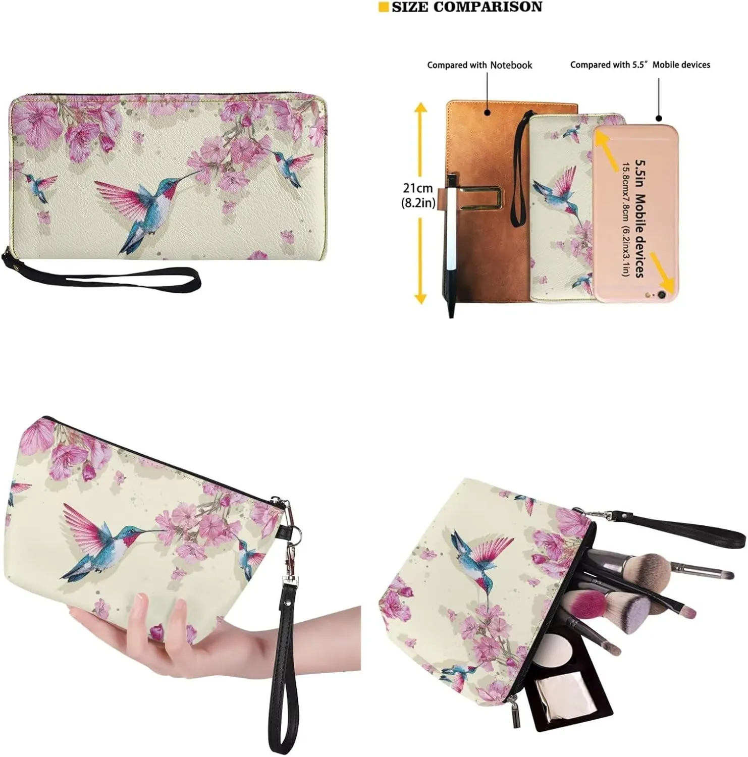 Lotusorchid Top Handle Bag Purse and Wallet Set Large Tote Handbag Satchel Purse with Leather Cosmetic Bag for Women