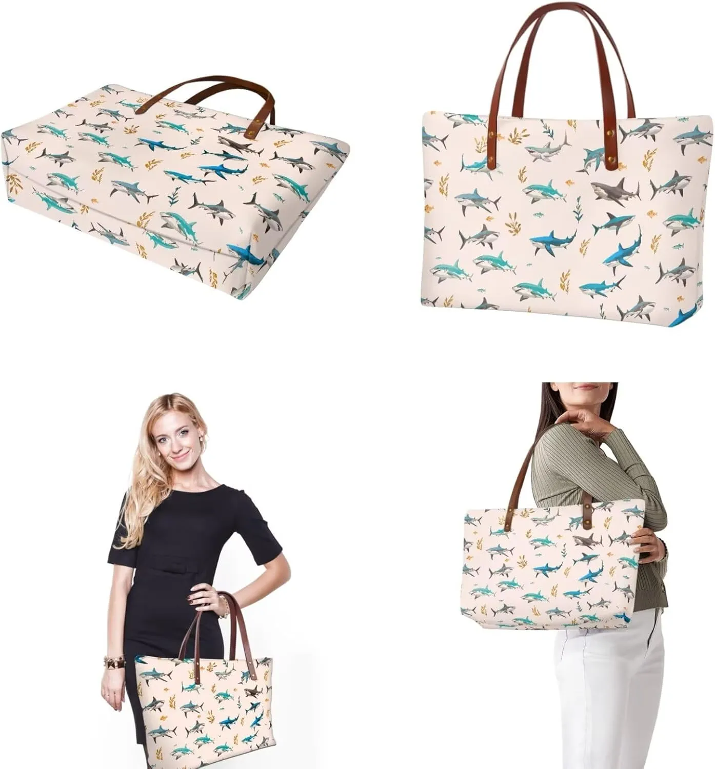 Lotusorchid Top Handle Bag Purse and Wallet Set Large Tote Handbag Satchel Purse with Leather Cosmetic Bag for Women