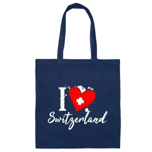 Love Gift for Swiss Fans Unique Switzerland Souvenir for Swiss Supporters and Tourists Navy Black Multicolor Canvas Tote Bag