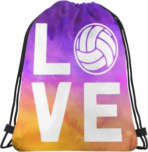 Love Volleyball Unisex Drawstring Backpack Bag Sport Gym Swim Travel Sackpack
