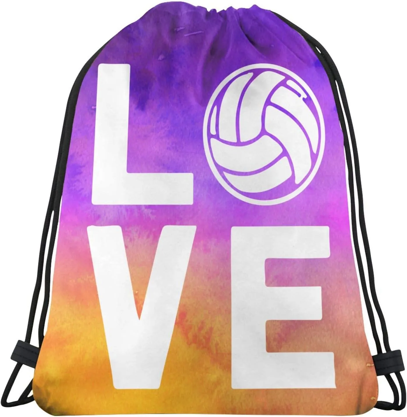 Love Volleyball Unisex Drawstring Backpack Bag Sport Gym Swim Travel Sackpack