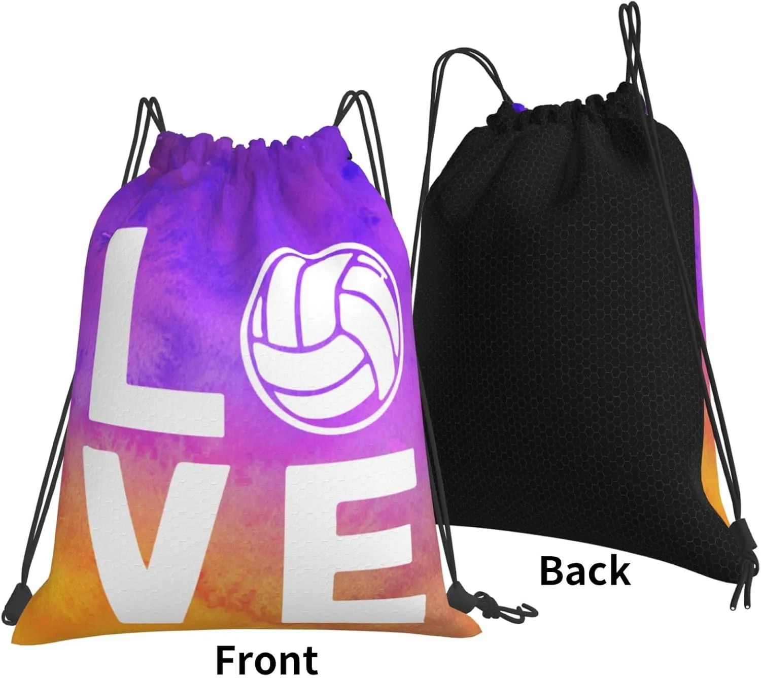 Love Volleyball Unisex Drawstring Backpack Bag Sport Gym Swim Travel Sackpack