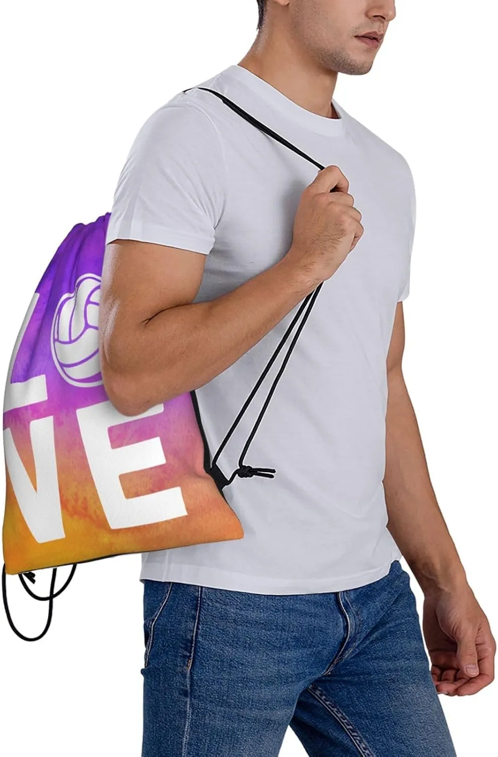 Love Volleyball Unisex Drawstring Backpack Bag Sport Gym Swim Travel Sackpack