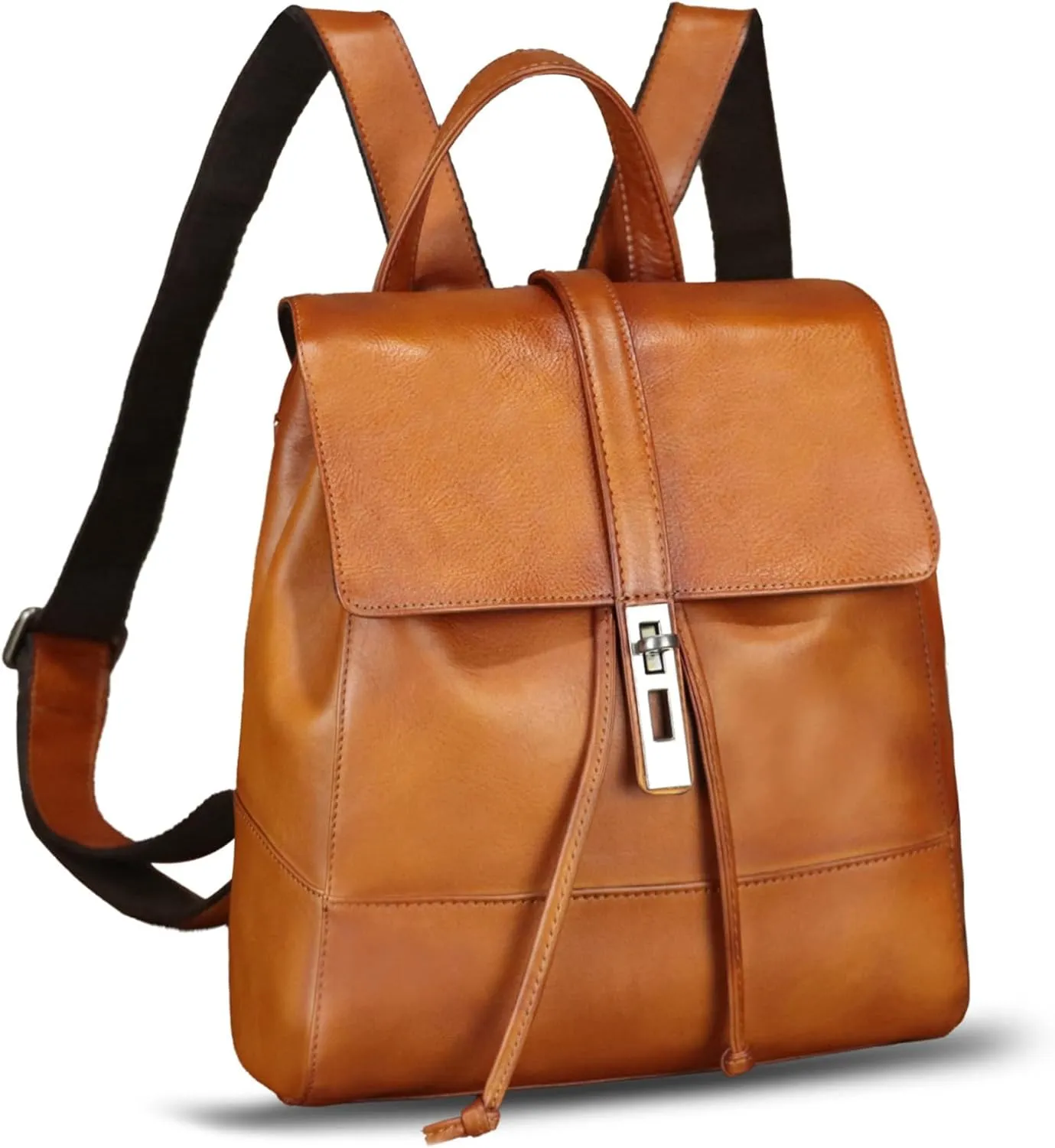 LRTO Genuine Leather Backpack Purse for Women Vintage Casual Daypack Back Bag Handmade Knapsack Western Rucksack Satchel (Brown)