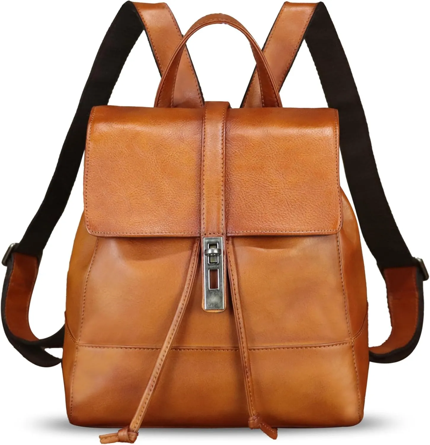LRTO Genuine Leather Backpack Purse for Women Vintage Casual Daypack Back Bag Handmade Knapsack Western Rucksack Satchel (Brown)