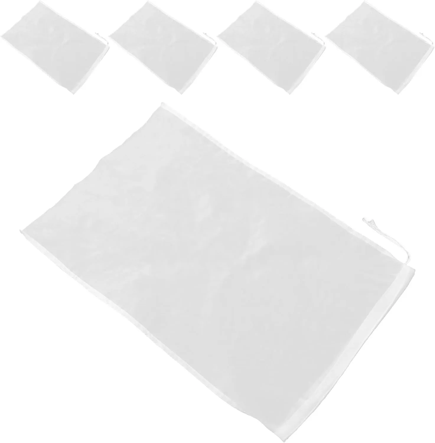 Luxshiny 5pcs Reusable Gauze Muslin Straining Bags Fine Mesh Food Strainer Filter Bags for Nut Milk Juice Tea Cheesecloth Yogurt Home Brewing Hop Bags