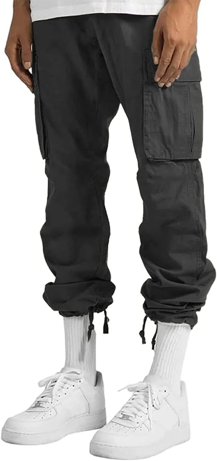 LYRXXX Men's Casual Cargo Pants Hiking Pants Workout Joggers Sweatpants for Men