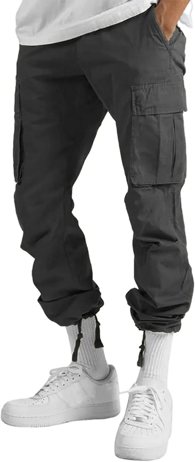 LYRXXX Men's Casual Cargo Pants Hiking Pants Workout Joggers Sweatpants for Men