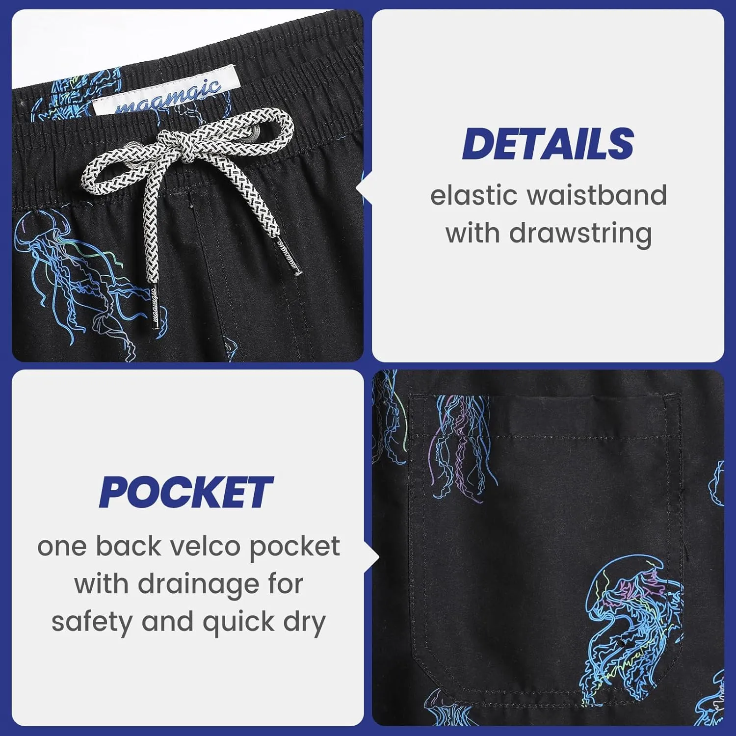 maamgic Mens Swim Trunks 5" with Mesh Lining Quick Dry Bathing Suits for Men Swim Shorts Swimwear