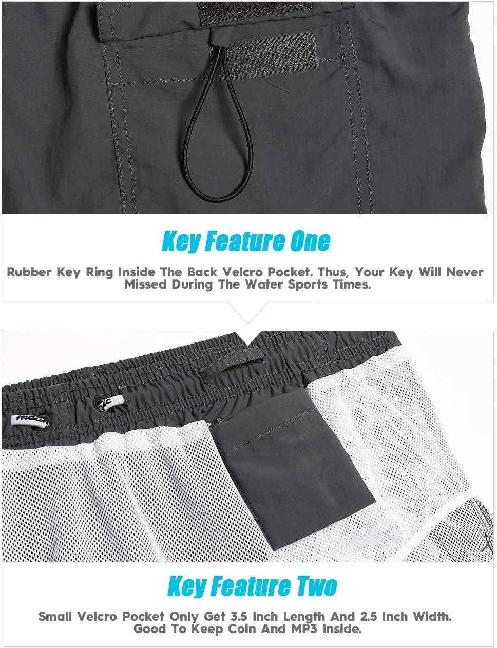 maamgic Mens Swim Trunks 5" with Mesh Lining Quick Dry Bathing Suits for Men Swim Shorts Swimwear