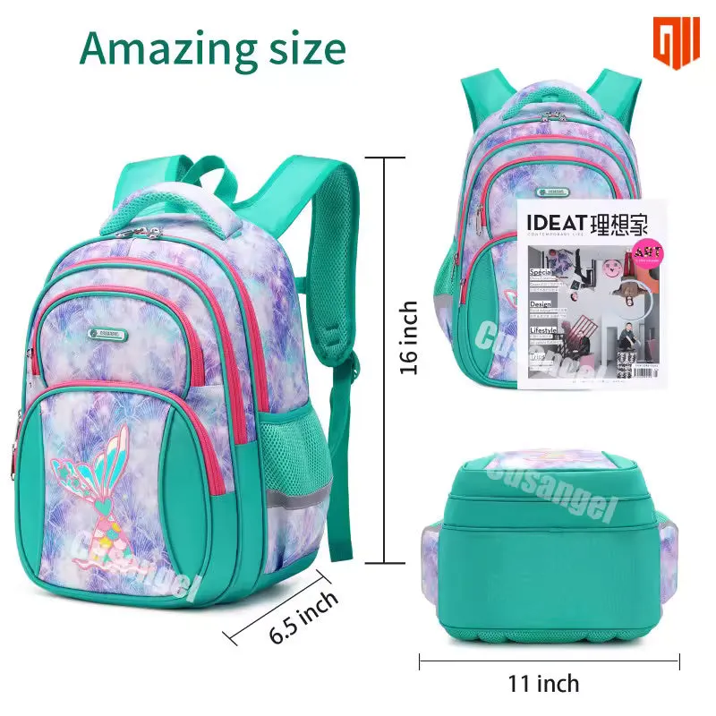 Magical Mermaid & Unicorn Print School Bag - Waterproof & Spacious Backpack