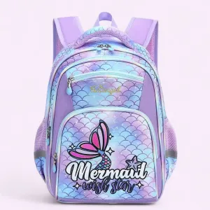 Magical Mermaid & Unicorn Print School Bag - Waterproof & Spacious Backpack