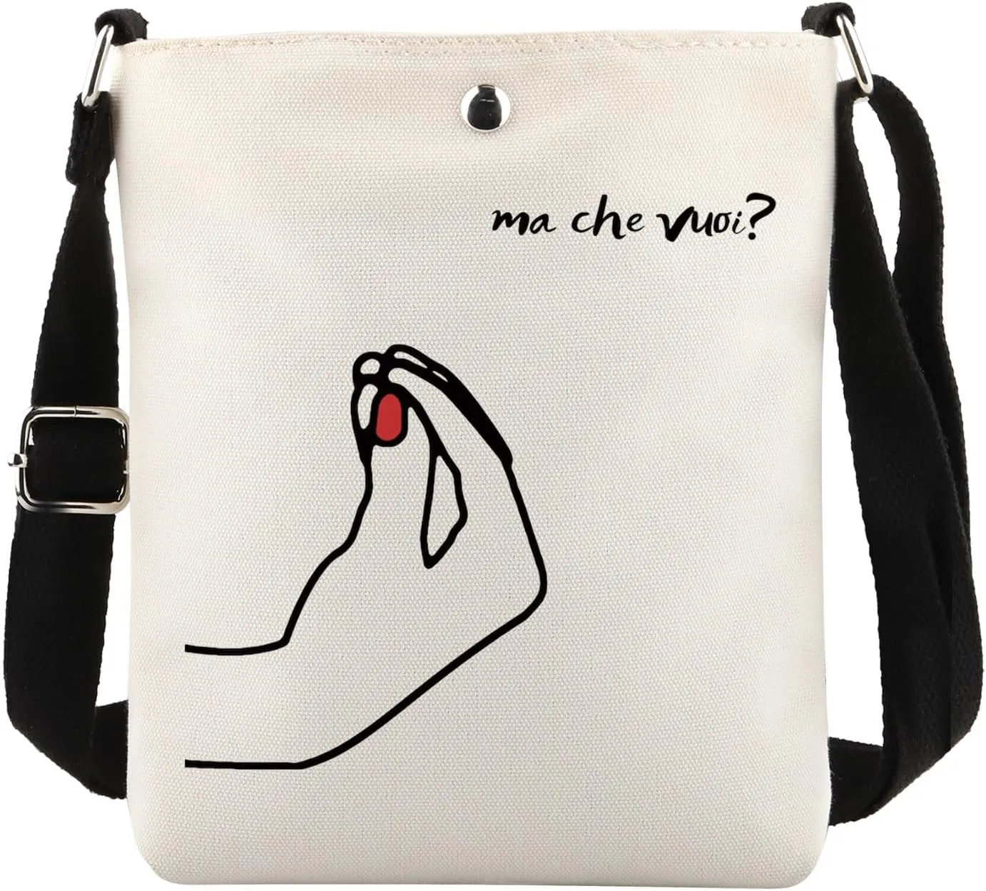 MAOFAED Funny Italian Hand Gesture Crossbody Bag, Ma Che Vuoi What Do You Want, Funny Italian Gift