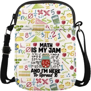 MAOFAED Funny Math Teacher Gift, Humor Math Is My Jam Crossbody Bag for Math Lover(math my jam)