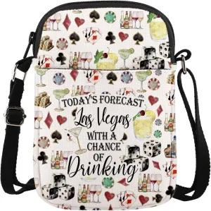 MAOFAED Las Vegas Trip Gift, Las Vegas Souvenir, Today’s Forecast Las Vegas With A Chance Of Drinking Crossbody Bag