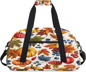 Maple Leaf Gym Duffel Bag for Men Women Food Vegetable Sports Tote Bag with Adjustable Shoulder Strap for Dance Gymnastics Traveling Outdoor Camping Overnight Stay