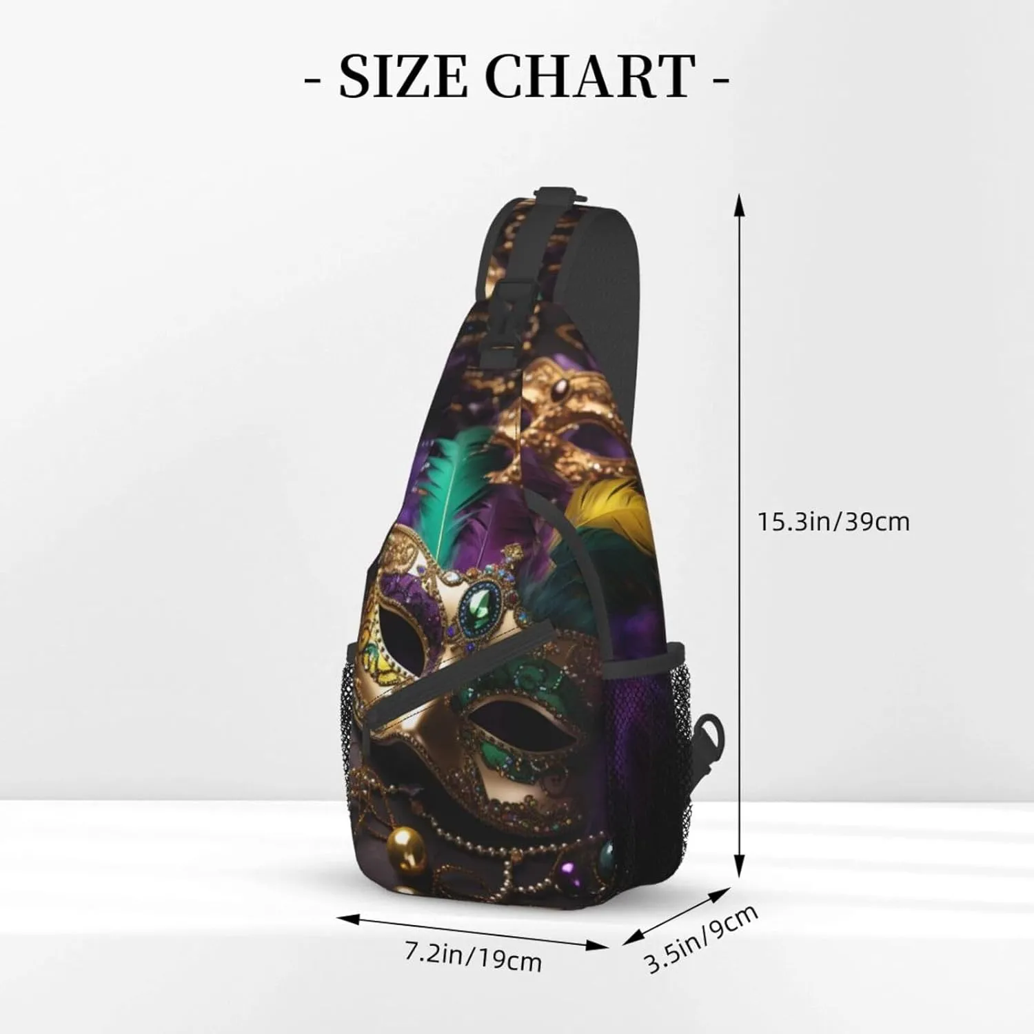 Mardi Gras Mask Outdoor Crossbody Shoulder Bag For Unisex Young Adult Hiking Bicycling