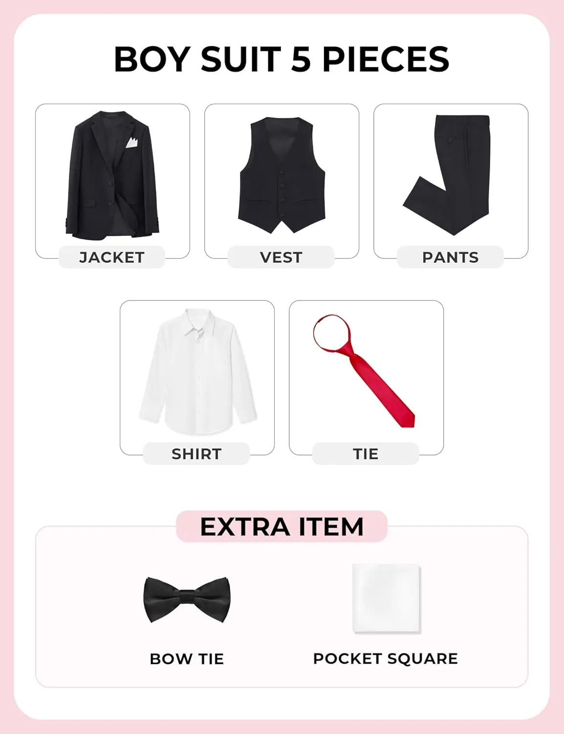 Marvelous World Boys' Formal Slim Fit Suit Set, Adjustable Waist