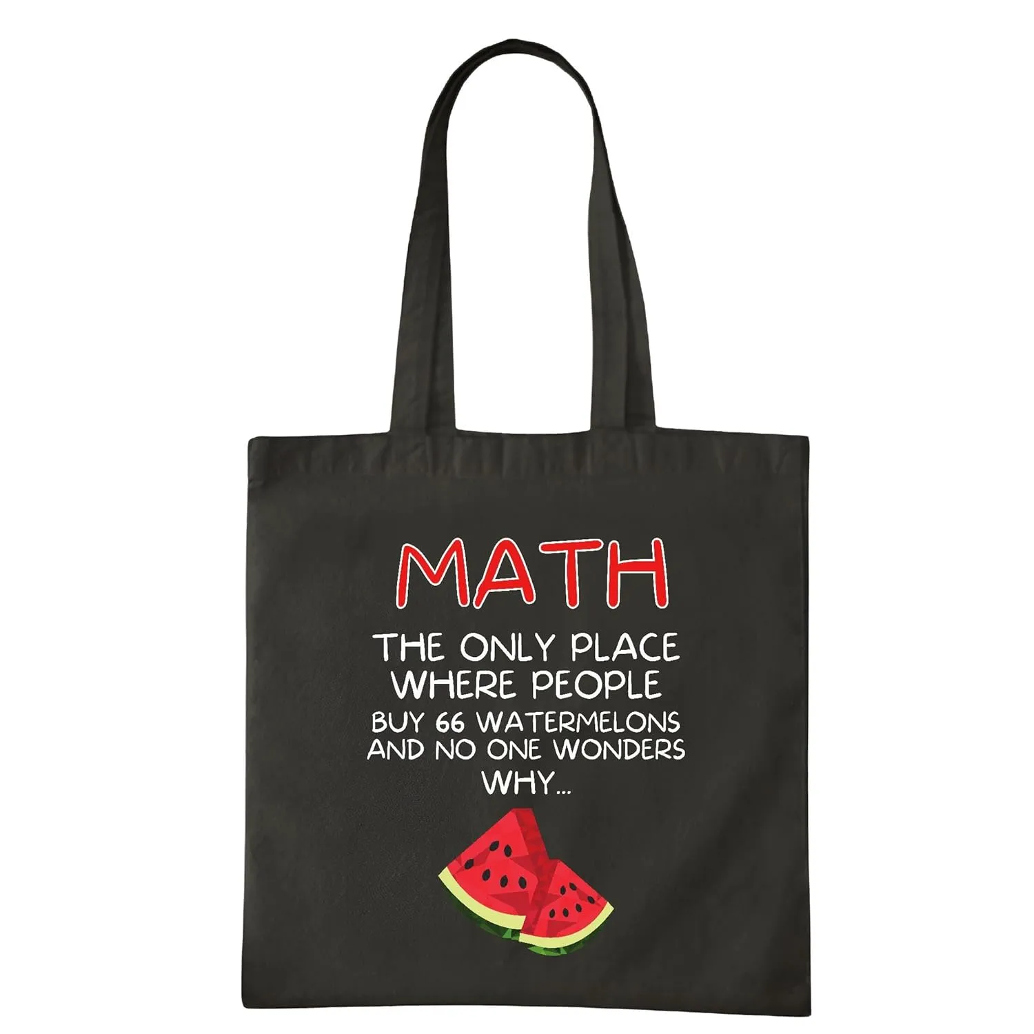 Math And Watermelons Mathematics Calculation Numbers Navy Black Multicolor Canvas Tote Bag