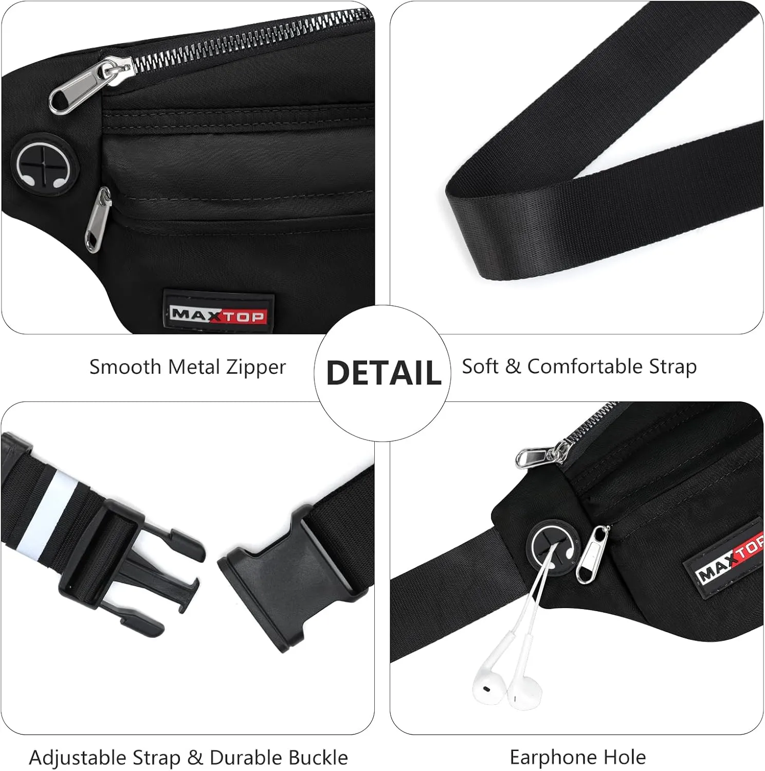 MAXTOP Large Crossbody Fanny Pack Running Travel Belts for Women Men,Water Resistant Belt Bag for Fitness Yoga Jogging Hiking Dog Waliking,Running Accessories Waist Pack Passport Bag Fits All Phones