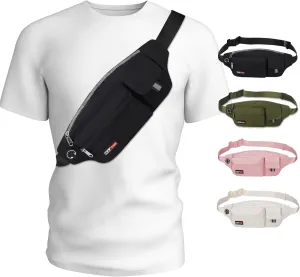 MAXTOP Large Crossbody Fanny Pack Running Travel Belts for Women Men,Water Resistant Belt Bag for Fitness Yoga Jogging Hiking Dog Waliking,Running Accessories Waist Pack Passport Bag Fits All Phones