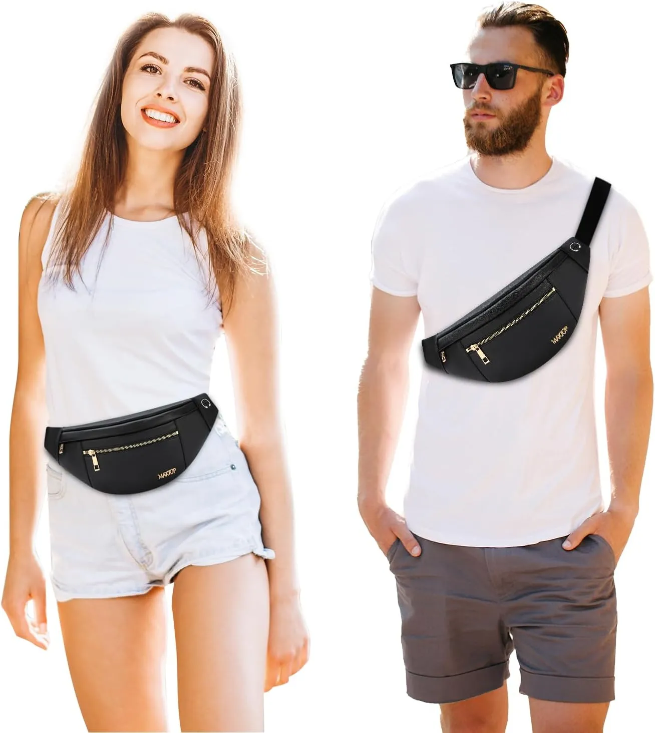 MAXTOP Large Crossbody Fanny Pack with 4-Zipper Pockets,Gifts for Enjoy Sports Festival Workout Traveling Running Casual Hands-Free Wallets Waist Pack Phone Bag Carrying All Phones