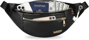 MAXTOP Large Crossbody Fanny Pack with 4-Zipper Pockets,Gifts for Enjoy Sports Festival Workout Traveling Running Casual Hands-Free Wallets Waist Pack Phone Bag Carrying All Phones