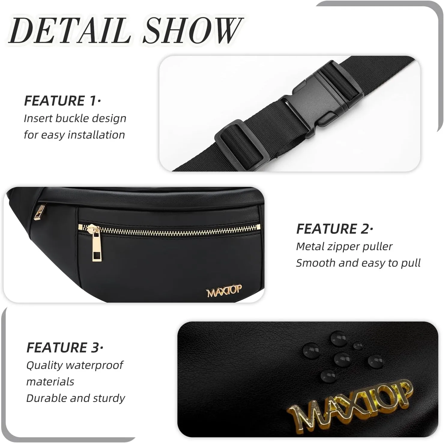 MAXTOP Large Crossbody Fanny Pack with 4-Zipper Pockets,Gifts for Enjoy Sports Festival Workout Traveling Running Casual Hands-Free Wallets Waist Pack Phone Bag Carrying All Phones