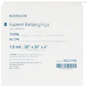 McKesson Patient Belongings Bag with Drawstring Closure, White, 4 in x 20 in x 20 in, 250 Count