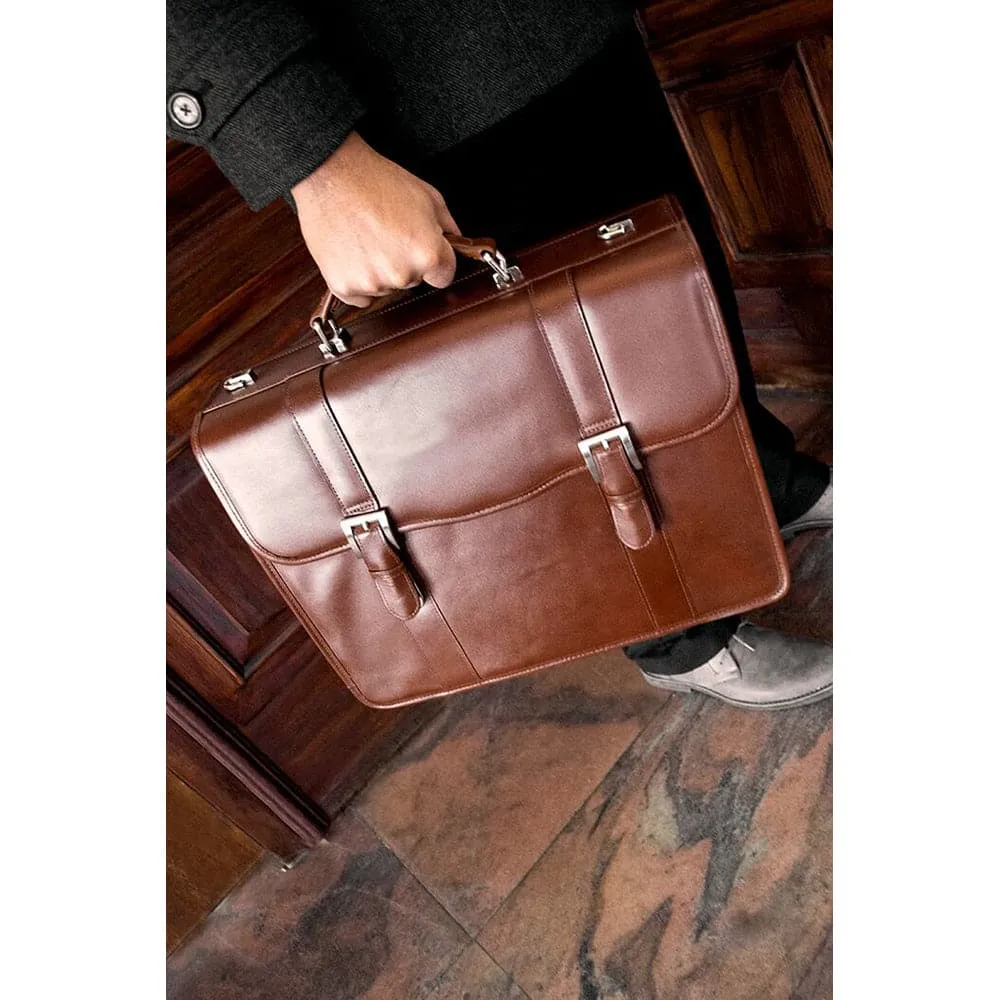 McKlein USA Flournoy 15" Leather Double Compartment Laptop Briefcase