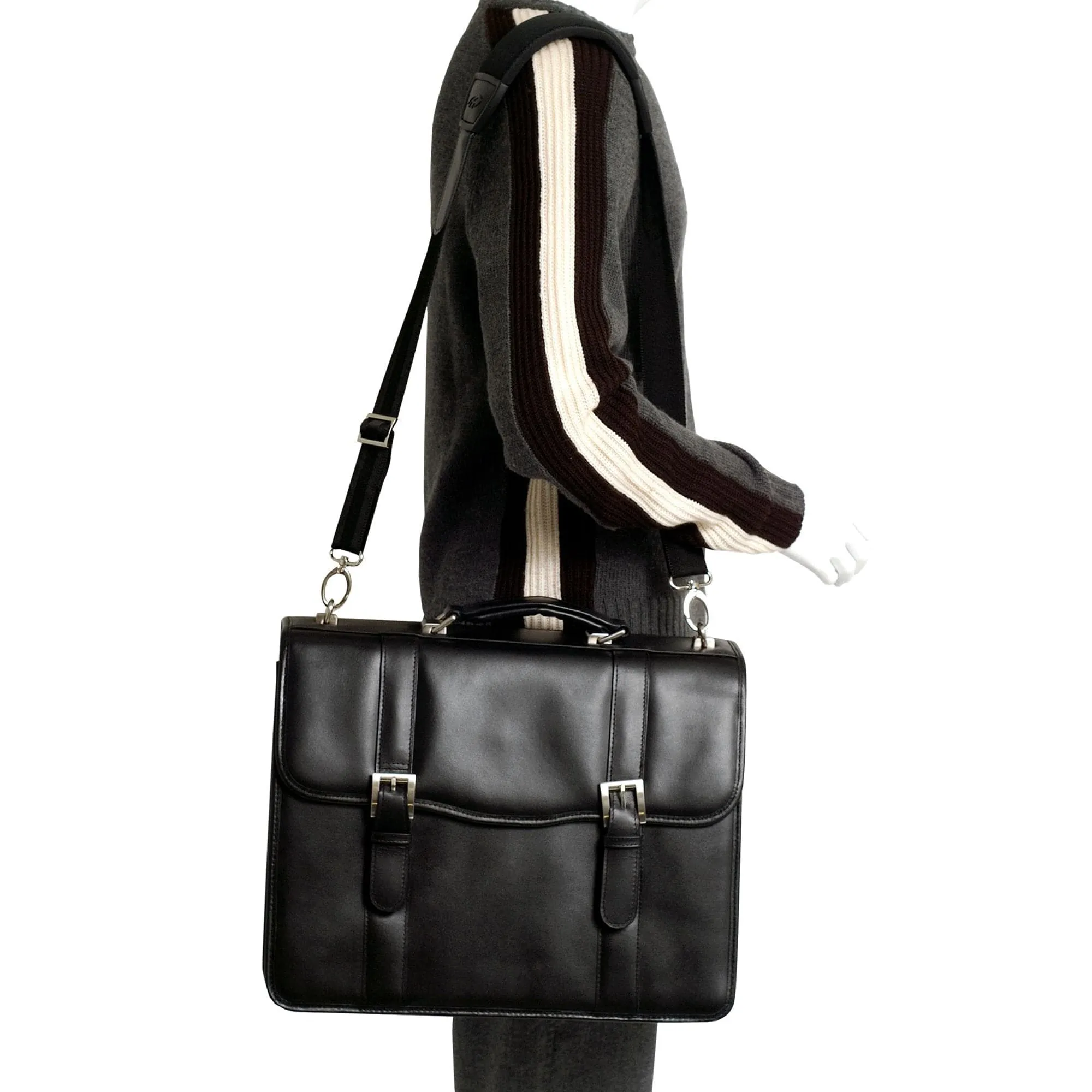 McKlein USA Flournoy 15" Leather Double Compartment Laptop Briefcase