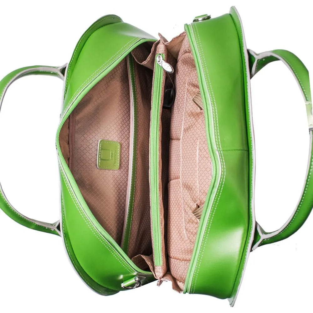 McKlein USA Roseville 15" Leather Fly-Through Checkpoint-Friendly Patented Detachable -Wheeled Ladies' Laptop Briefcase
