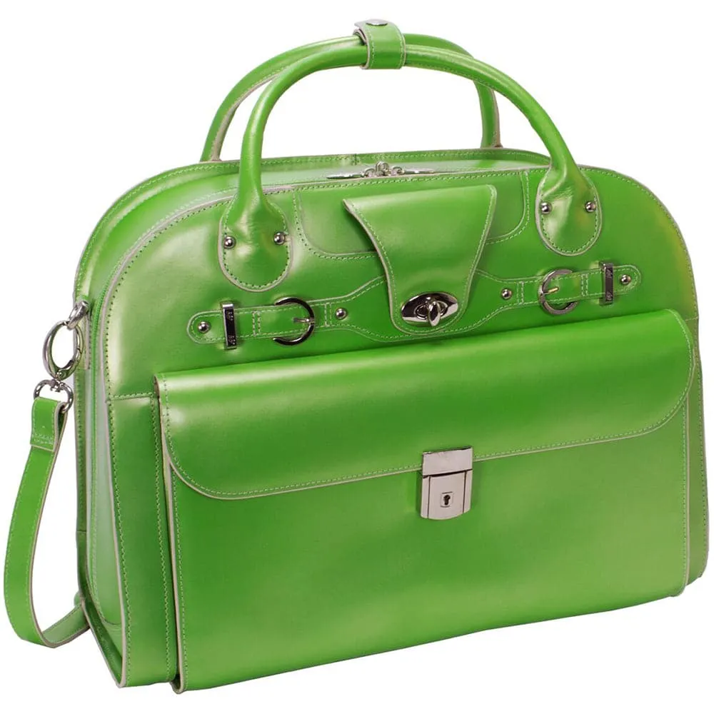 McKlein USA Roseville 15" Leather Fly-Through Checkpoint-Friendly Patented Detachable -Wheeled Ladies' Laptop Briefcase
