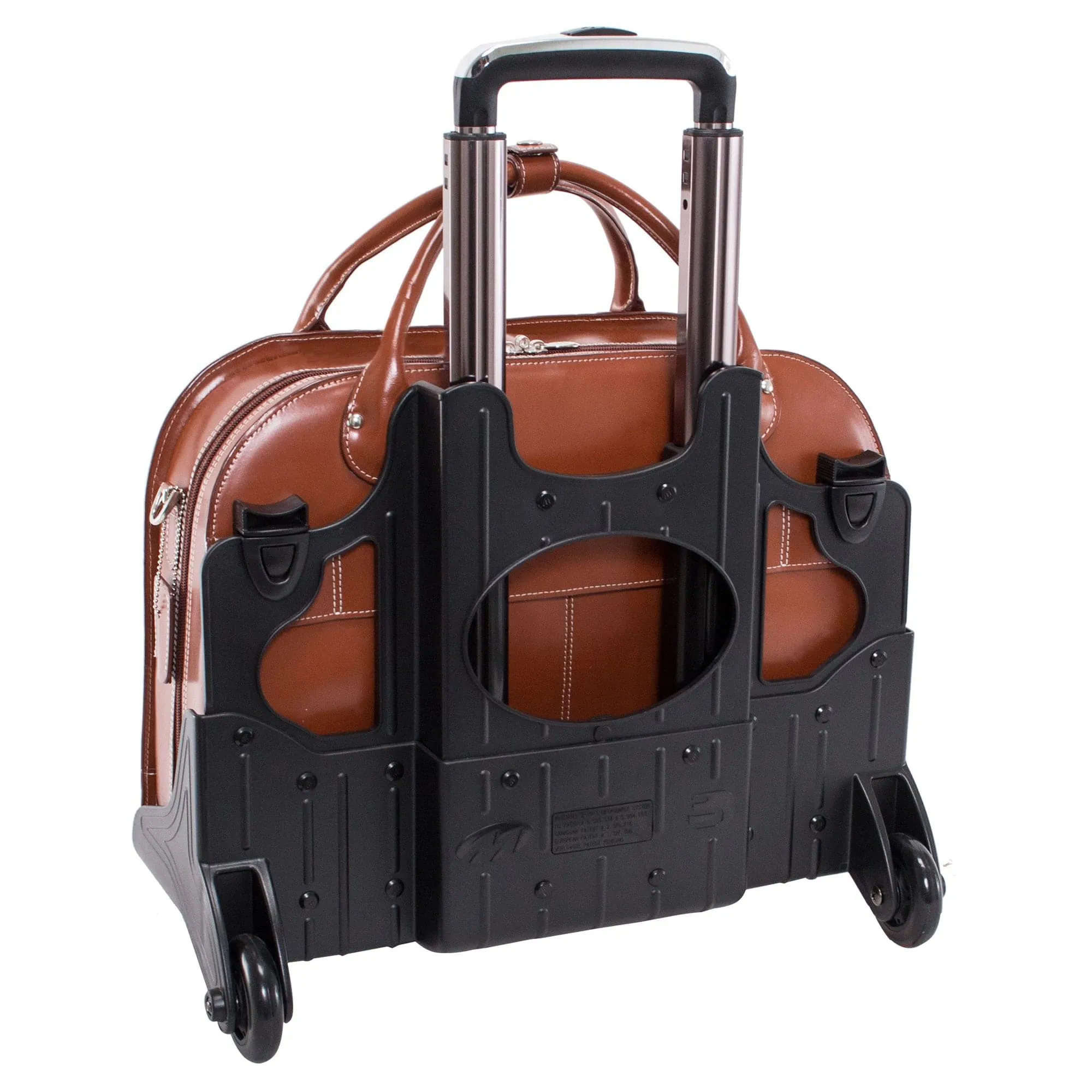 McKlein USA Roseville 15" Leather Fly-Through Checkpoint-Friendly Patented Detachable -Wheeled Ladies' Laptop Briefcase