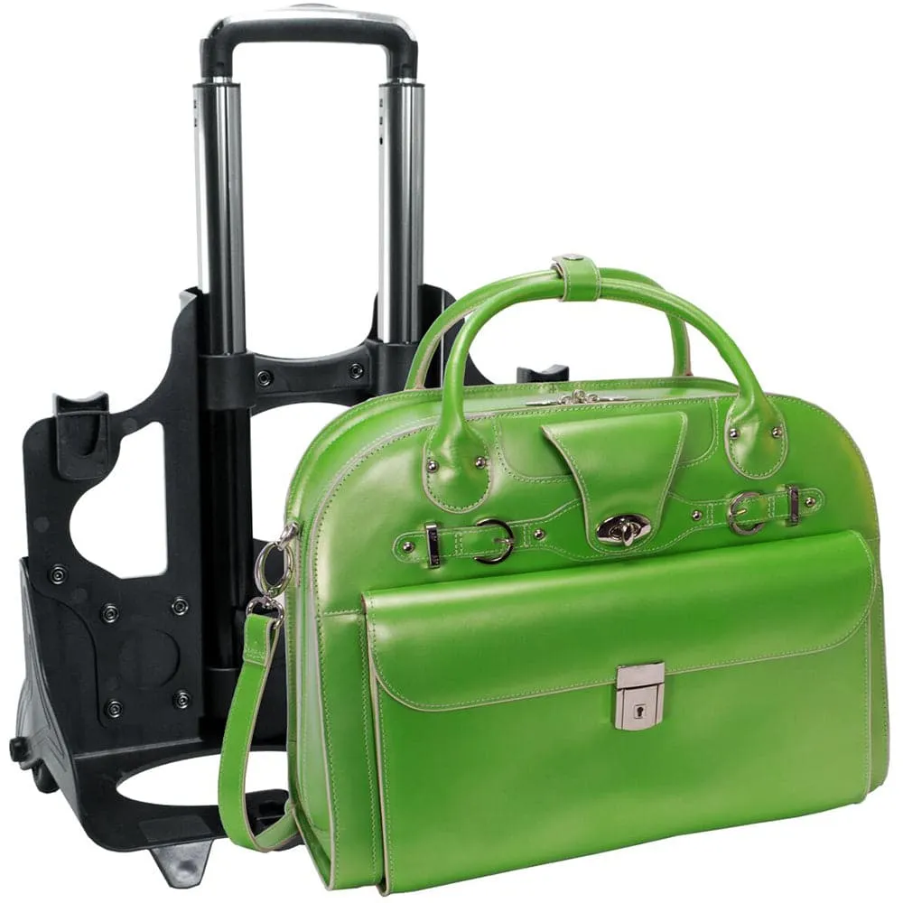 McKlein USA Roseville 15" Leather Fly-Through Checkpoint-Friendly Patented Detachable -Wheeled Ladies' Laptop Briefcase