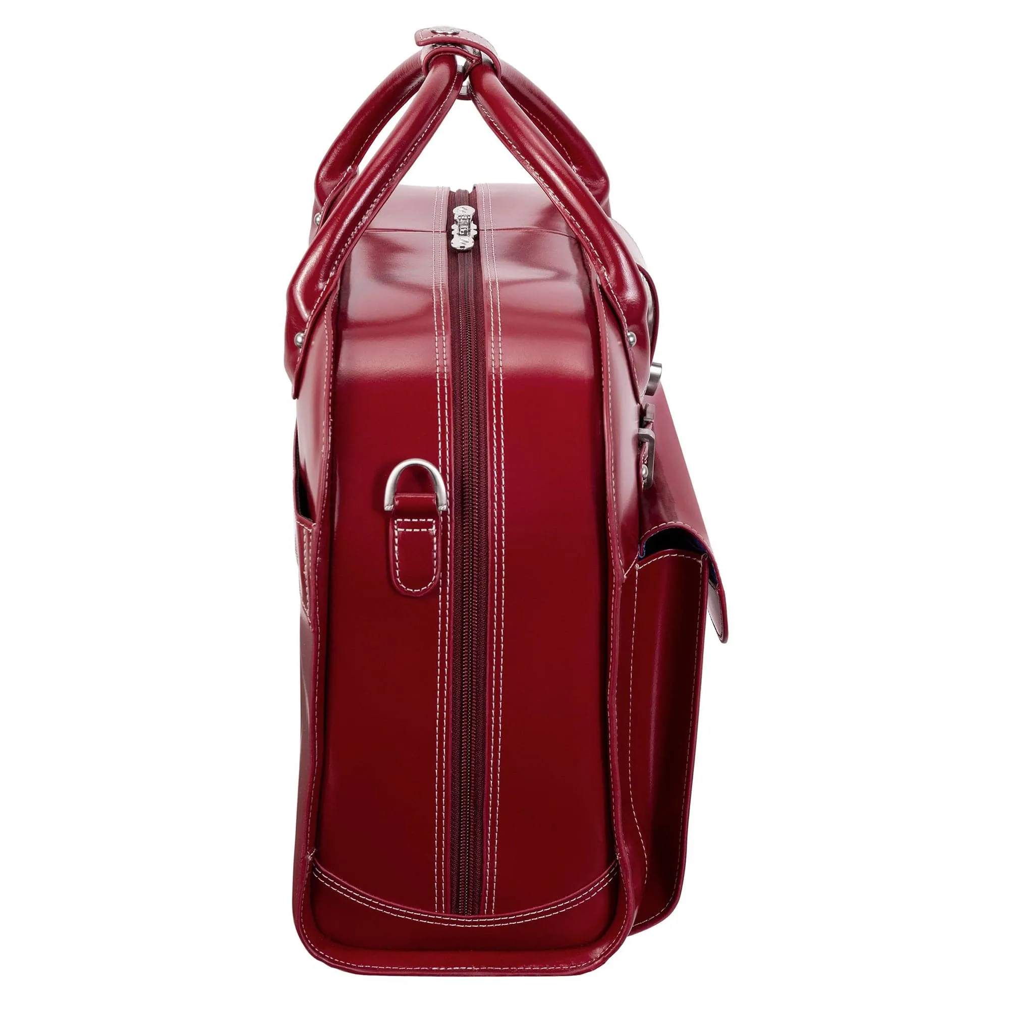 McKlein USA Roseville 15" Leather Fly-Through Checkpoint-Friendly Patented Detachable -Wheeled Ladies' Laptop Briefcase