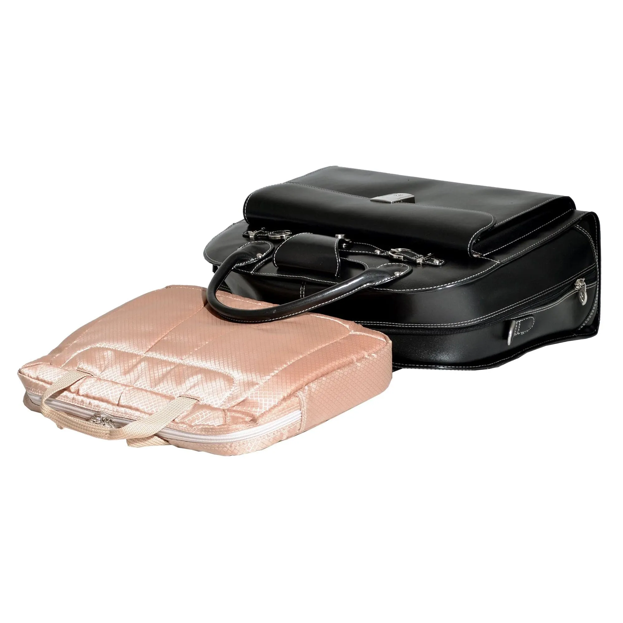 McKlein USA Roseville 15" Leather Fly-Through Checkpoint-Friendly Patented Detachable -Wheeled Ladies' Laptop Briefcase