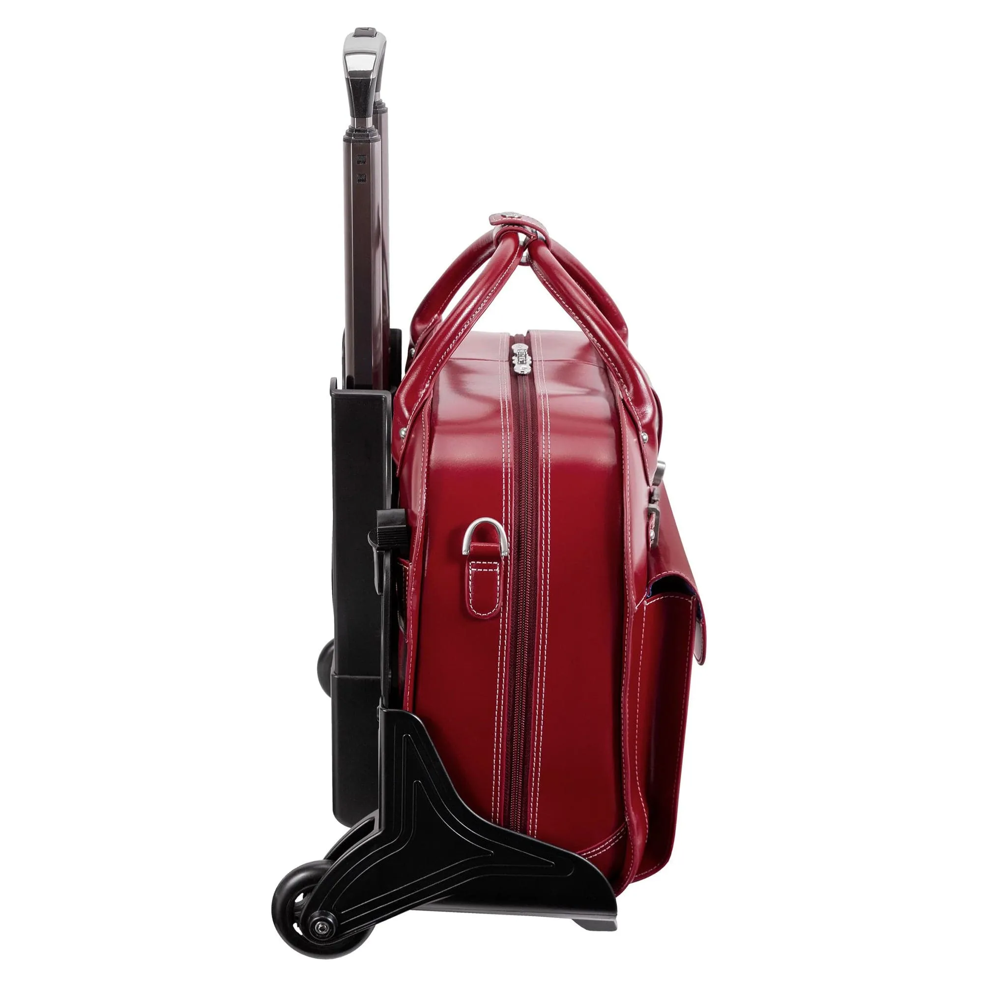 McKlein USA Roseville 15" Leather Fly-Through Checkpoint-Friendly Patented Detachable -Wheeled Ladies' Laptop Briefcase
