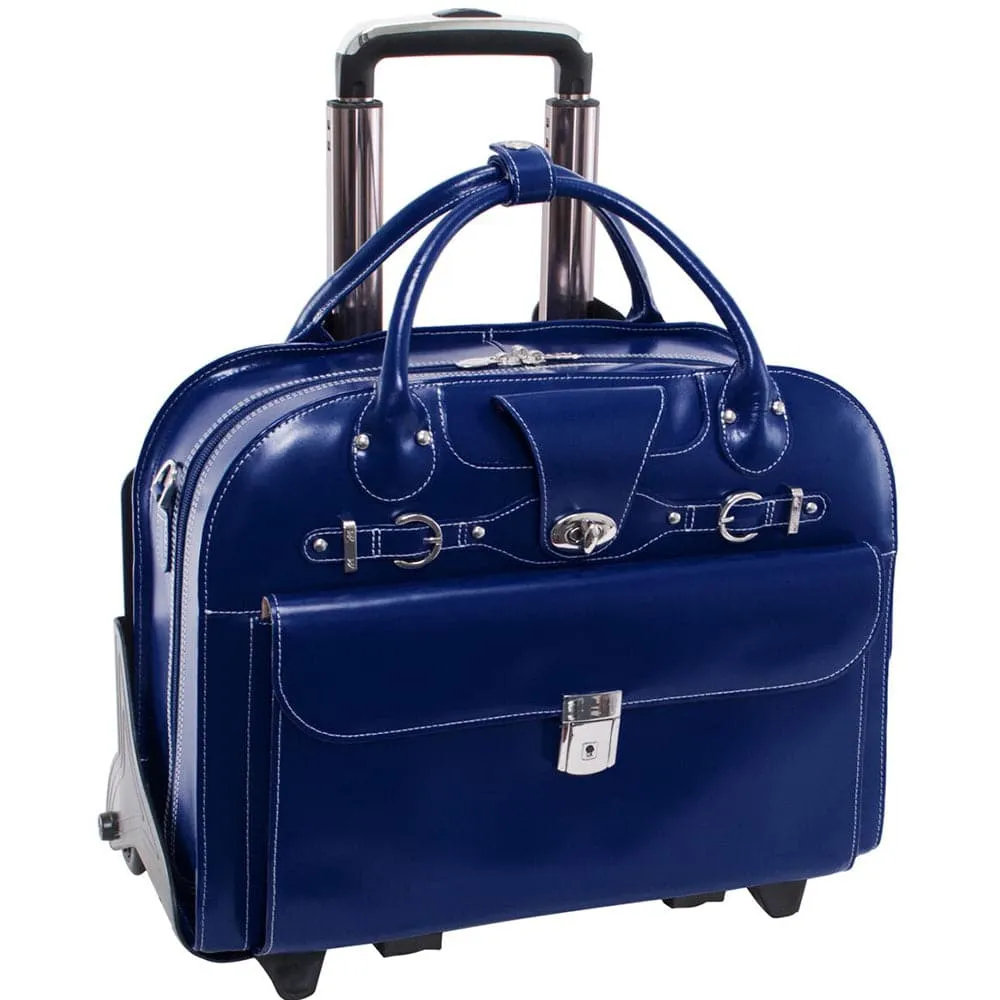 McKlein USA Roseville 15" Leather Fly-Through Checkpoint-Friendly Patented Detachable -Wheeled Ladies' Laptop Briefcase