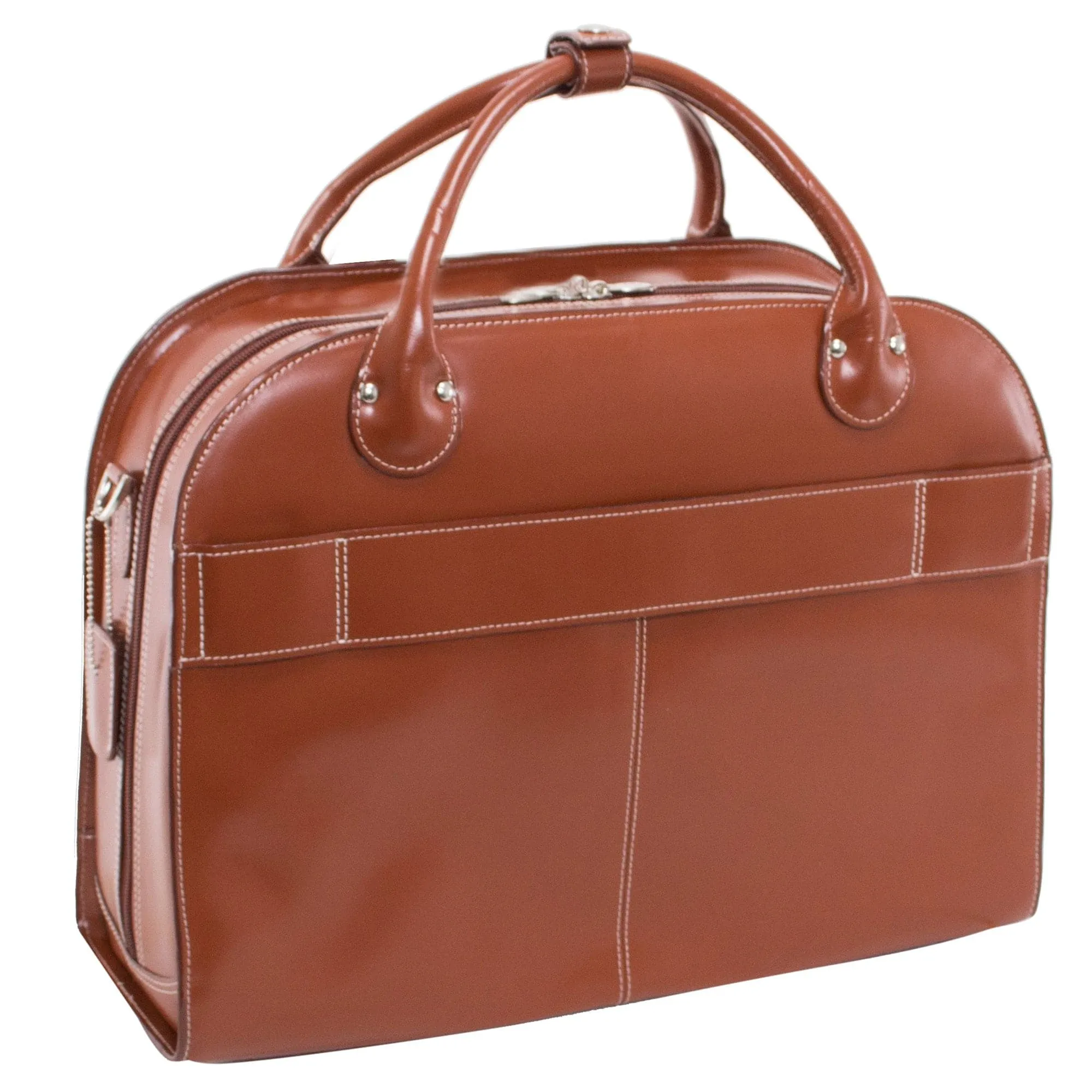 McKlein USA Roseville 15" Leather Fly-Through Checkpoint-Friendly Patented Detachable -Wheeled Ladies' Laptop Briefcase