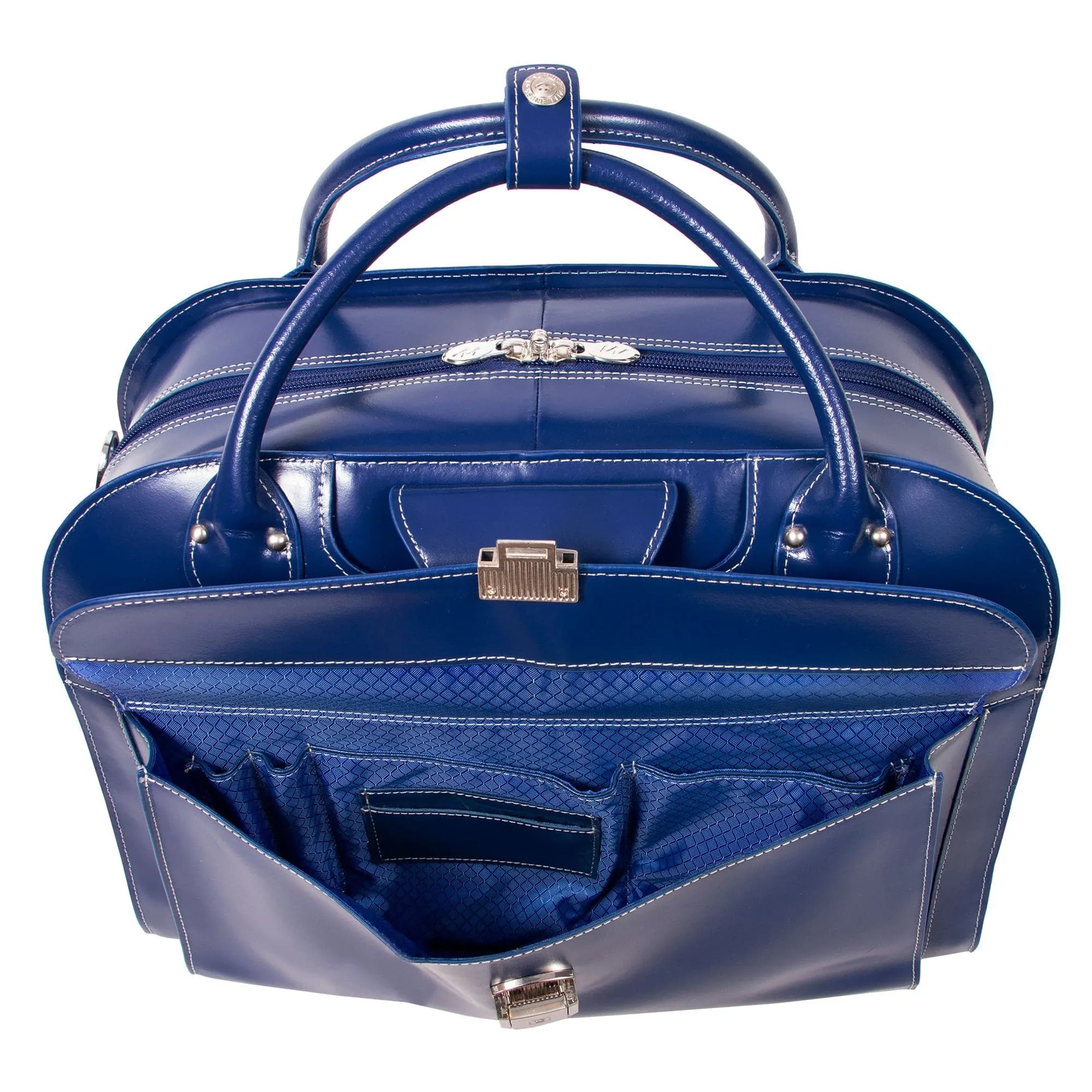 McKlein USA Roseville 15" Leather Fly-Through Checkpoint-Friendly Patented Detachable -Wheeled Ladies' Laptop Briefcase