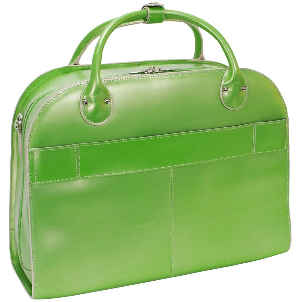 McKlein USA Roseville 15" Leather Fly-Through Checkpoint-Friendly Patented Detachable -Wheeled Ladies' Laptop Briefcase