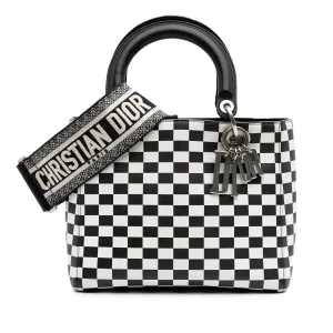 Medium Calfskin Checkered Lady Dior