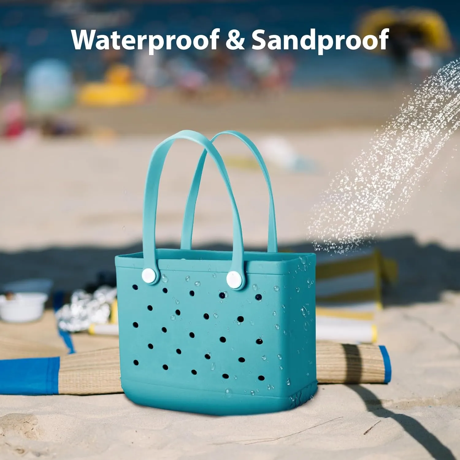 Medium Rubber Beach Bag for Men & Women, Large Capacity Travel Bag Tote Bag for the Beach Boat Pool