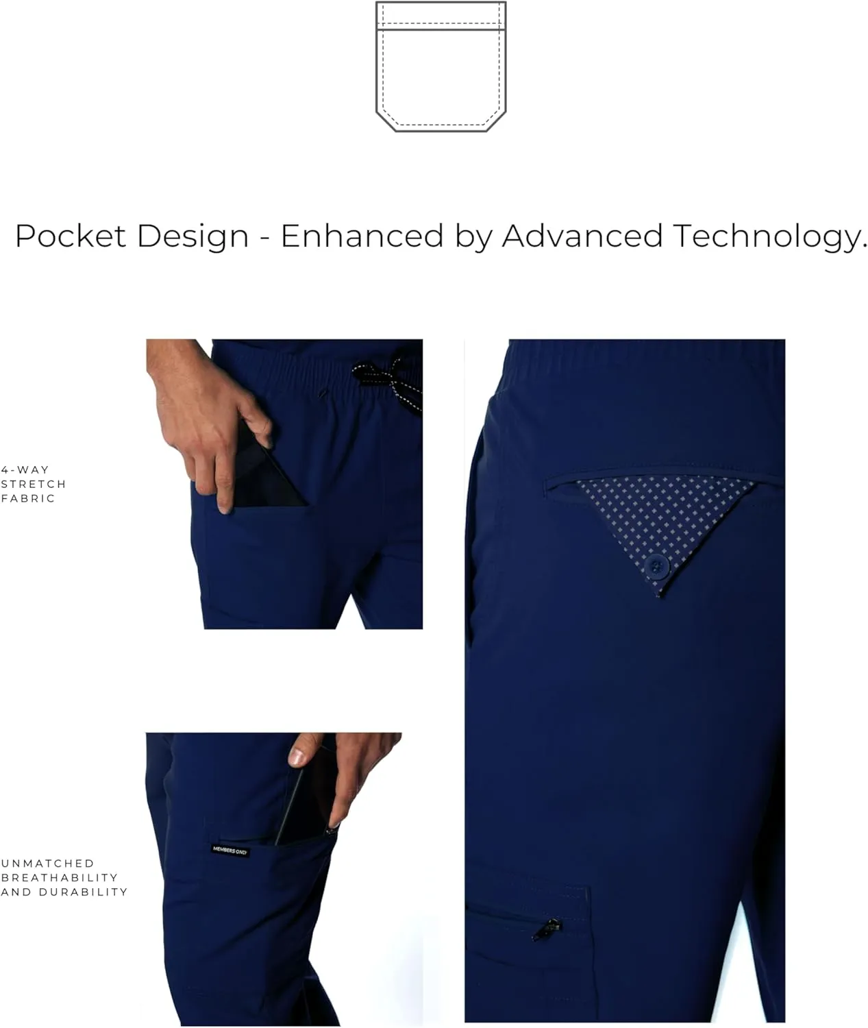 Members Only London Drawstring Men's Jogger Pants, Medical Scrubs Set, Hospital Scrub Pants