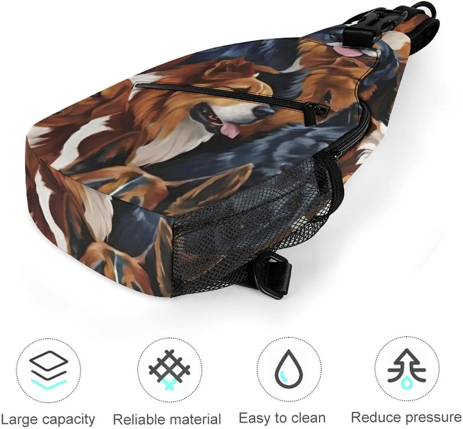 Men & Women Gym Crossbody Sack Satchel Outdoor Hiking Bag, Husky Shepherd Dog Golden Hair Dog Puppy Art Sling Bag Backpack Backpacking for Travel Hiking - Small Tool Backpack