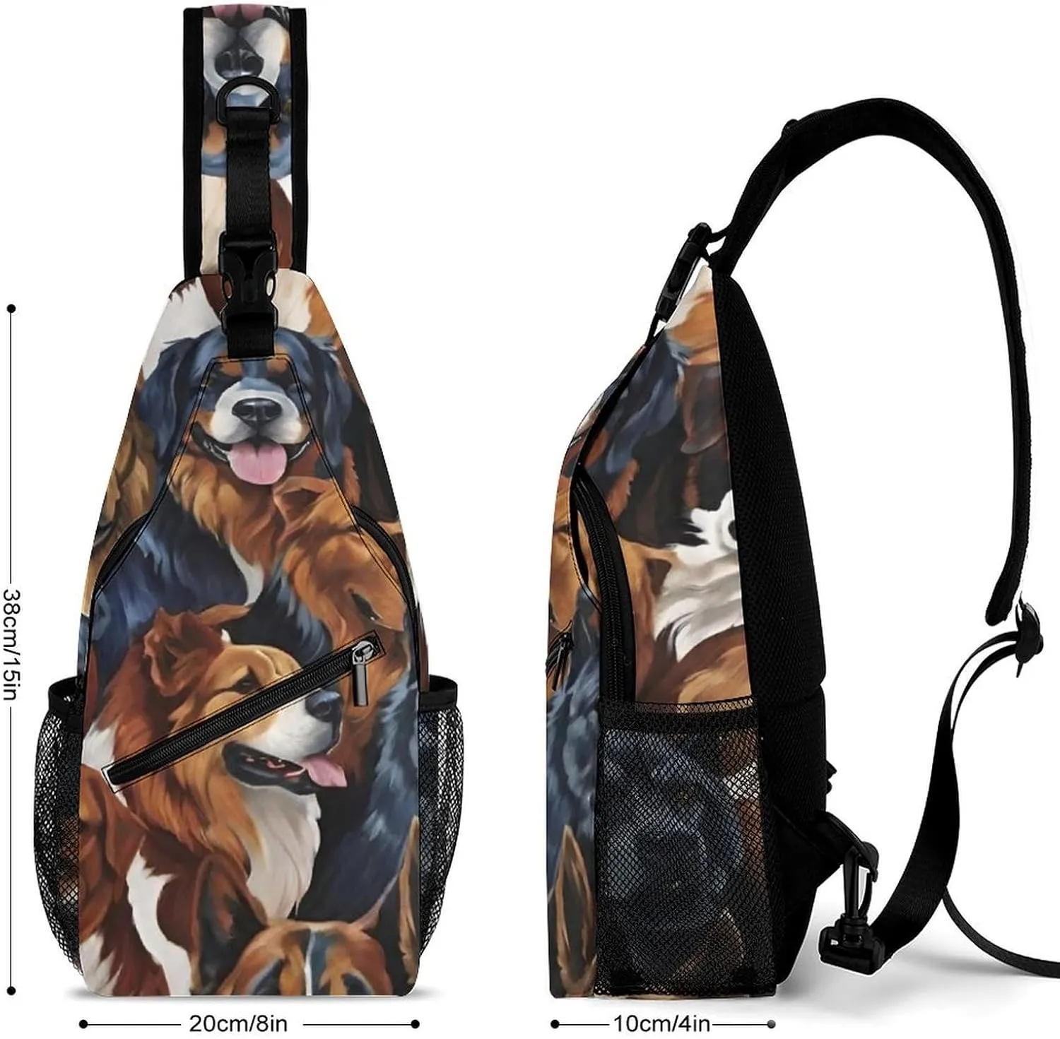 Men & Women Gym Crossbody Sack Satchel Outdoor Hiking Bag, Husky Shepherd Dog Golden Hair Dog Puppy Art Sling Bag Backpack Backpacking for Travel Hiking - Small Tool Backpack