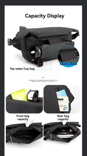 Men's Advanced Crossbody Bag Chest Bag Invisible Water Cup Bag Adjustable Strap Single Shoulder Waist Bag Travel Hiking Holder (blue)